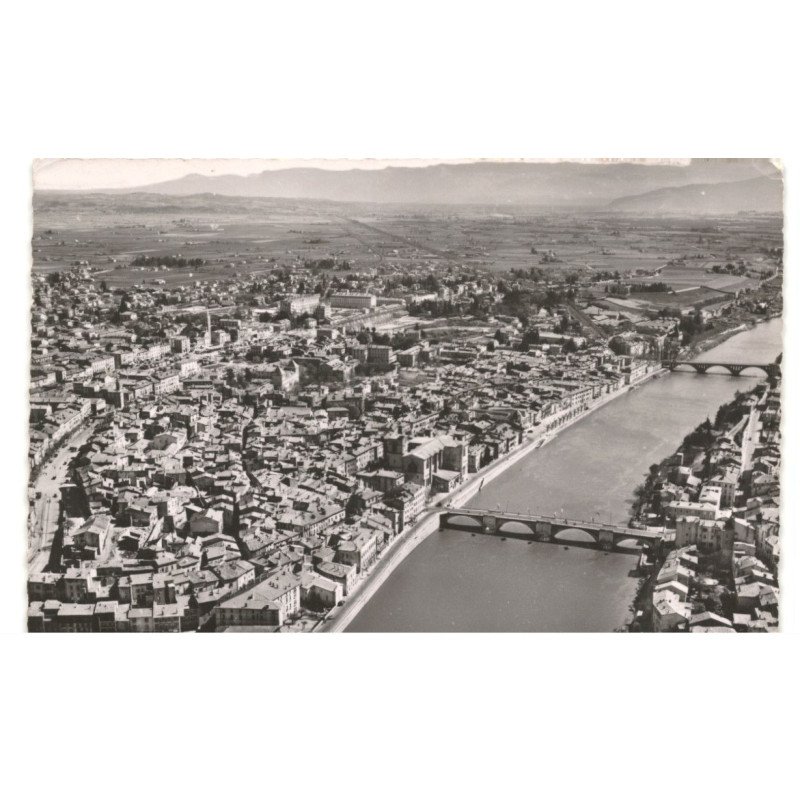 ROMANS: vue générale les ponts sur l'isère vue aérienne 10x15 - très bon état