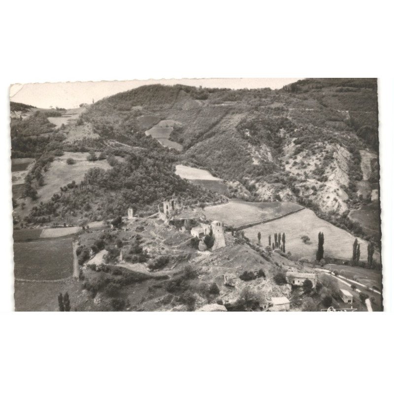 PIEGROS-la-CLASTRE: les ruines du vieux château féodal vue aérienne 10x15 - très bon état