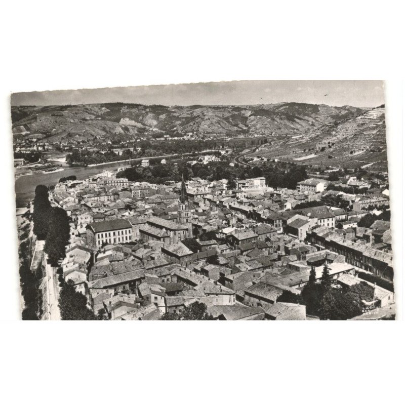 TAIN L'HERMITAGE: vue générale les quais, le rhône et le doux vue aérienne 10x15 - très bon état