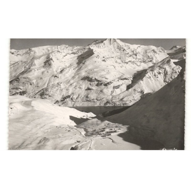 TIGNE: station du lac de tignes, la plus haute d'europe, vue générale, lac de chevril vue aérienne 10X15 - très bon état