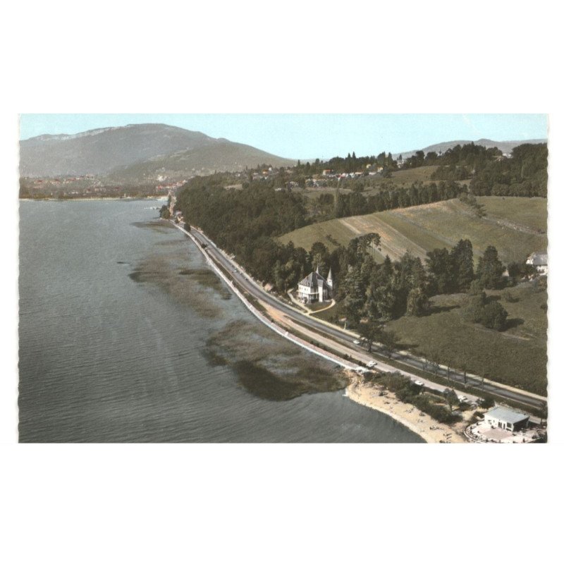 TRESSERVE: les bords du lac du bourget, la plage vue aérienne 10X15 - très bon état