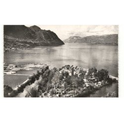 LE BOURGET-du-LAC: le terrain de camping de l'ile aux cygnes vue aérienne 10X15 - très bon état
