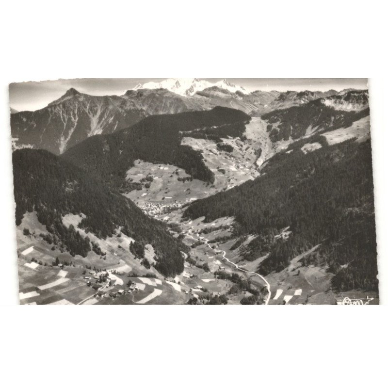ARECHES: vue panoramique générale au 1er plan ladray et le bois, mont-blanc vue aérienne 10X15 - très bon état
