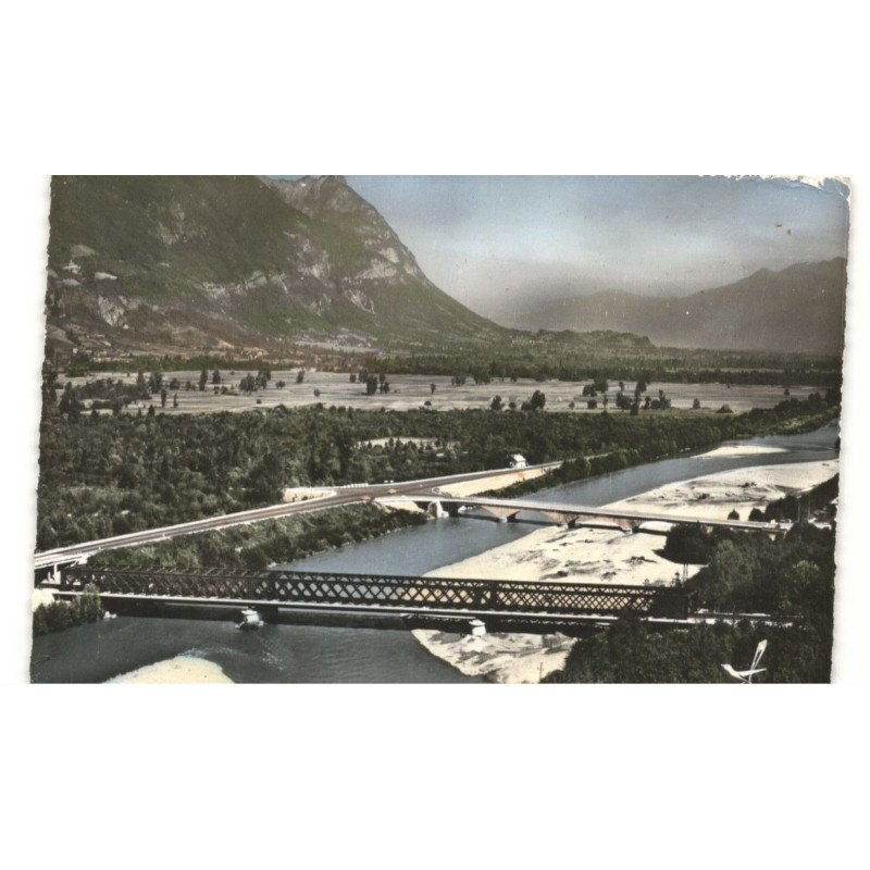 CHAMOUSSET: pont royal sur l'isère et pont du chemin de fer vue aérienne 10X15 - très bon état