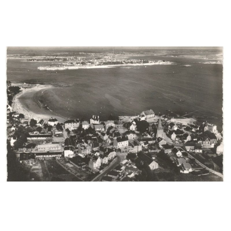 LARMOR-PLAGE: plage de toulharz et port-louis vue aérienne 10X15 - très bon état