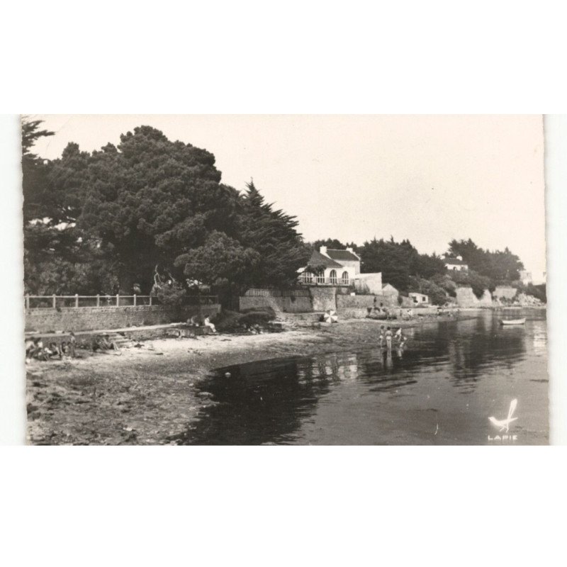 LARMOR-BADEN: plage de pen-lannic et restaurant des îles vue aérienne 10x15 - très bon état