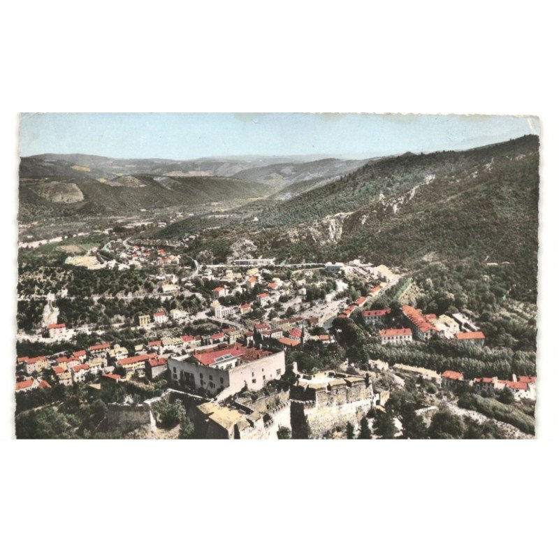 AMELIE-les-BAINS: vue générale, le fort, la ville et la vallée vue aérienne 10X15 - très bon état