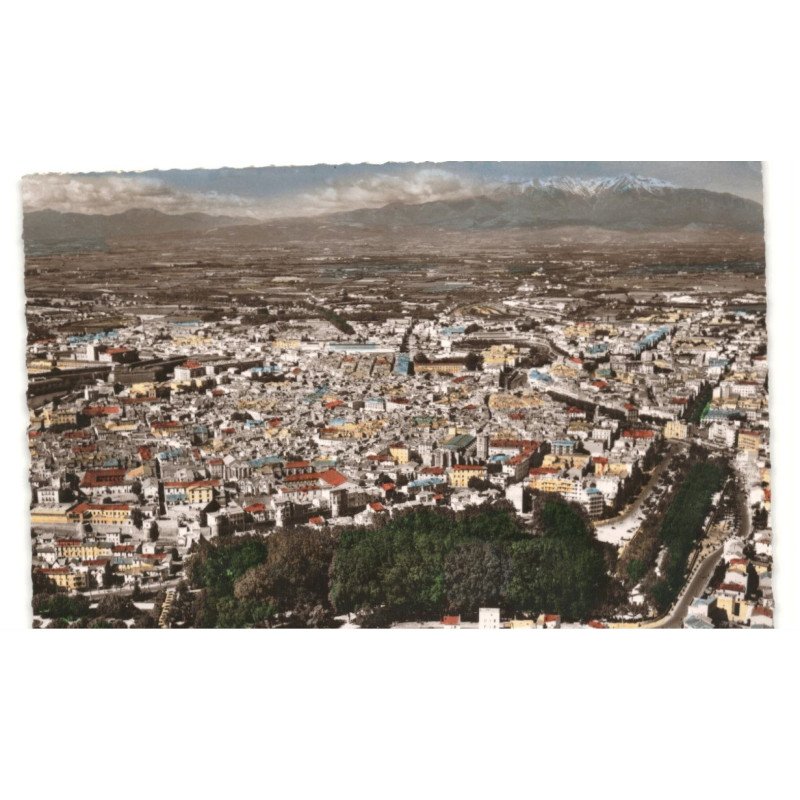 PERPIGNAN: vue panoramique dans le fond, le canigou vue aérienne 10X15 - très bon état