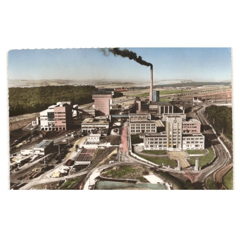 FAULQUEMONT: charbonnages, siège et puits de la mine vue aérienne 10x15 - état
