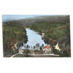 BITCHE: etang d'hasselfurth vue aérienne 10x15 - très bon état (timbre arraché)
