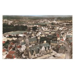 GOURIN: l'église et rue jacques-rodalle vue aérienne 10X15 - très bon état