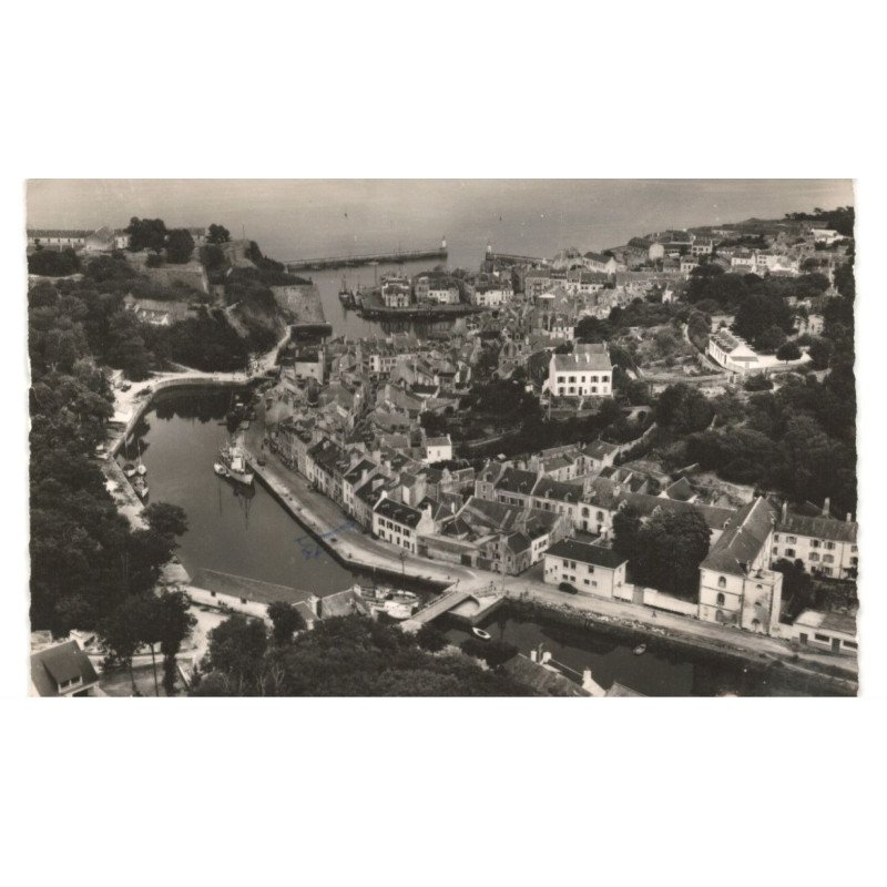 BELLE-ILE-en-MER: LE PALAIS: bassins à marée haute vue aérienne 10X15 - très bon état