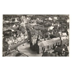 LOCMINE: l'église et route de josselin vue aérienne 10x15 - très bon état