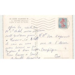 LOCMINE: l'église et route de josselin vue aérienne 10x15 - très bon état