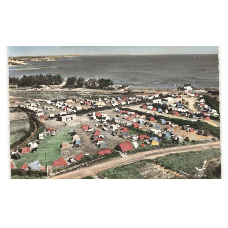 CARNAC-PLAGE: camping de baumer ensemble du camp et de la plage vue aérienne 10x15 - très bon état