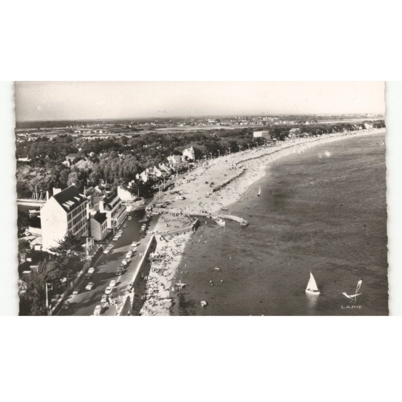 CARNAC-PLAGE: la grande plage et le pont vue aérienne 10x15 - très bon état