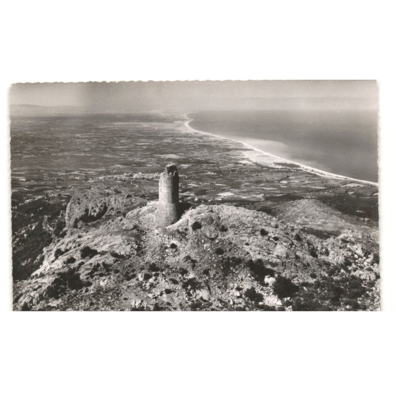 ARGELES-PLAGE: tour de la massane et la plage vue aérienne 10X15 - très bon état