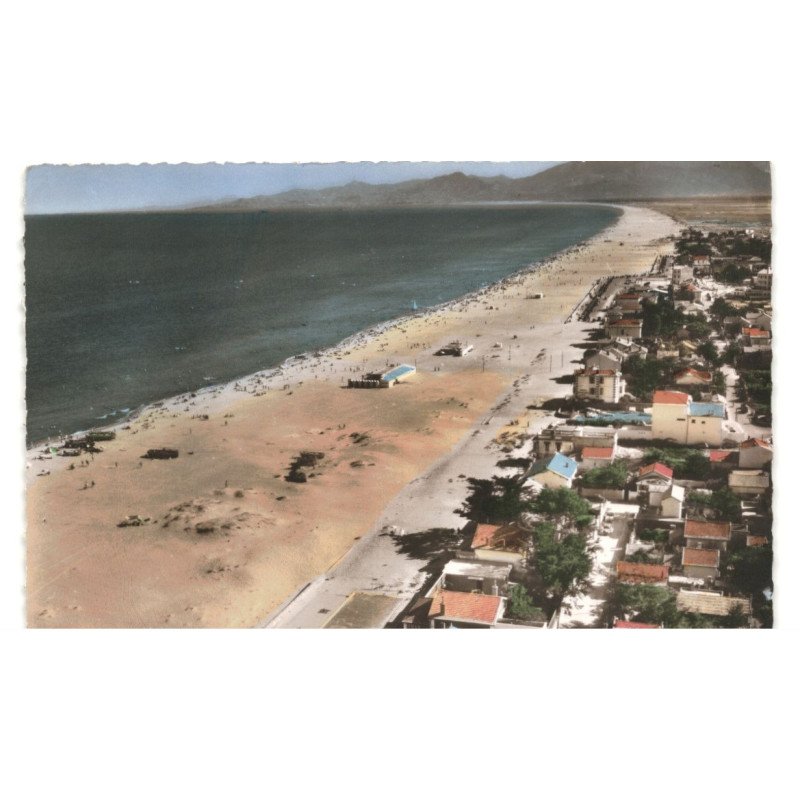 CANET-PLAGE: le front de mer, dans le fond, les albères vue aérienne 10X15 - état (déchirrée au dos)
