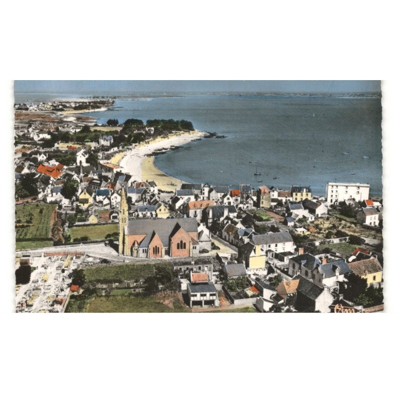 SAINT-PIERRE-QUIBERON: vue générale de la côte vers carnac vue aérienne 10X15 - très bon état