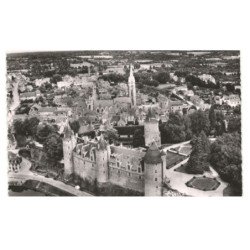 JOSSELIN: le canal, le château et ses jardins, le centre de la ville et l'église vue aérienne 10X15 - très bon état