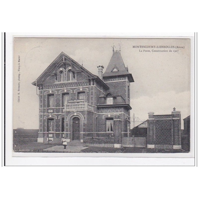 MONTESCOURT : la poste, construction de 1907 - tres bon etat