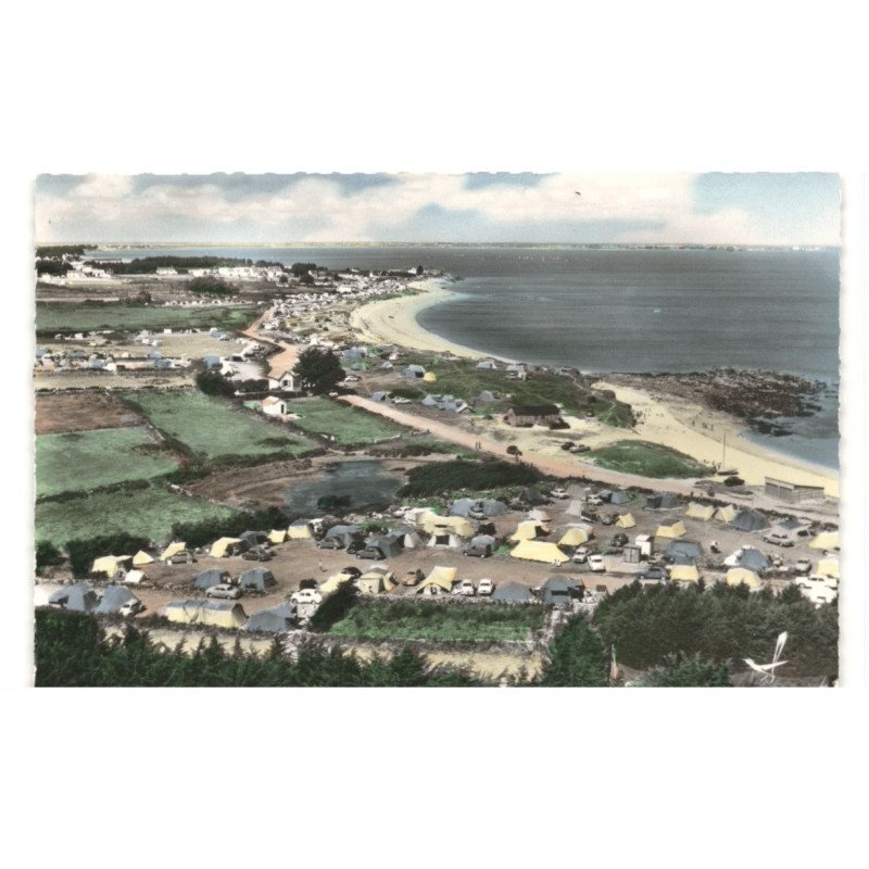 PRESQU'ILE DE QUIBERON: saint-julien, la plage et le camping vue aérienne 10X15 - très bon état