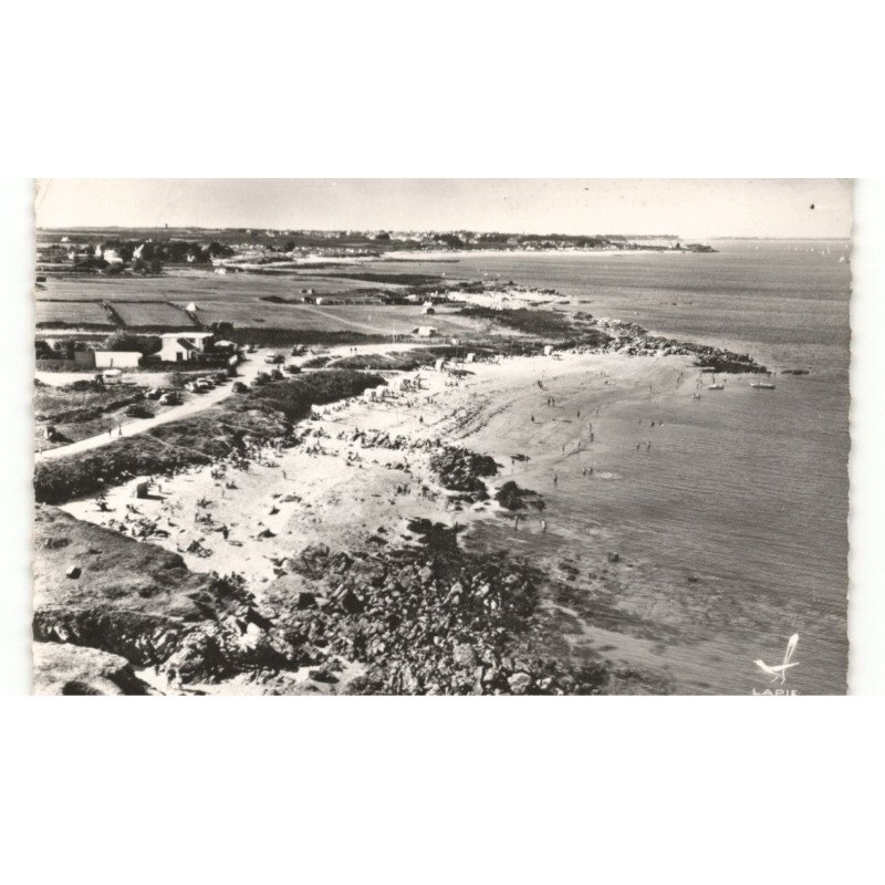 KERMORVAN: vue d'ensemble de la plage vue aérienne 10x15 - très bon état