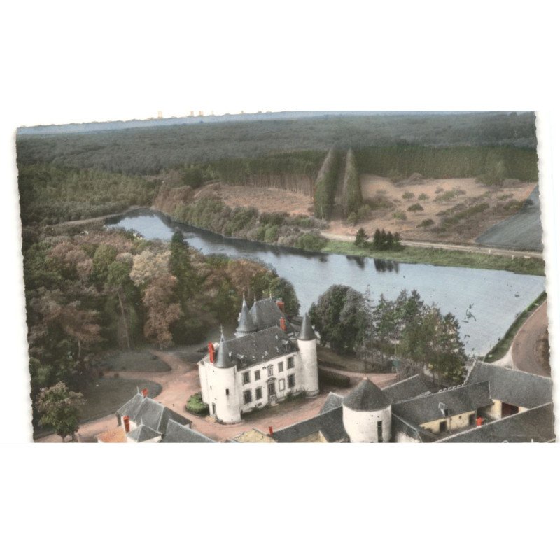 environs de SENONCHES: château et etang de tardais vue aérienne 10x15 - très bon état