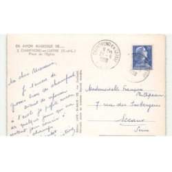 CHAMPROND-en-GATINE: place de l'église vue aérienne 10x15 - très bon état