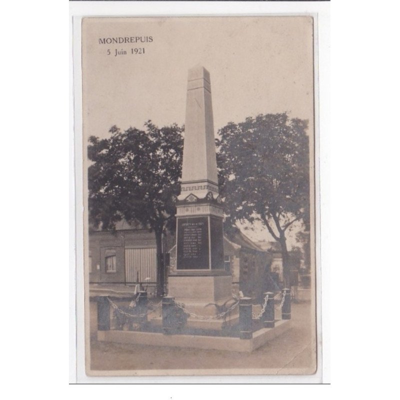 MONDREPUIS : 5 juin 1921, monument aux morts - etat