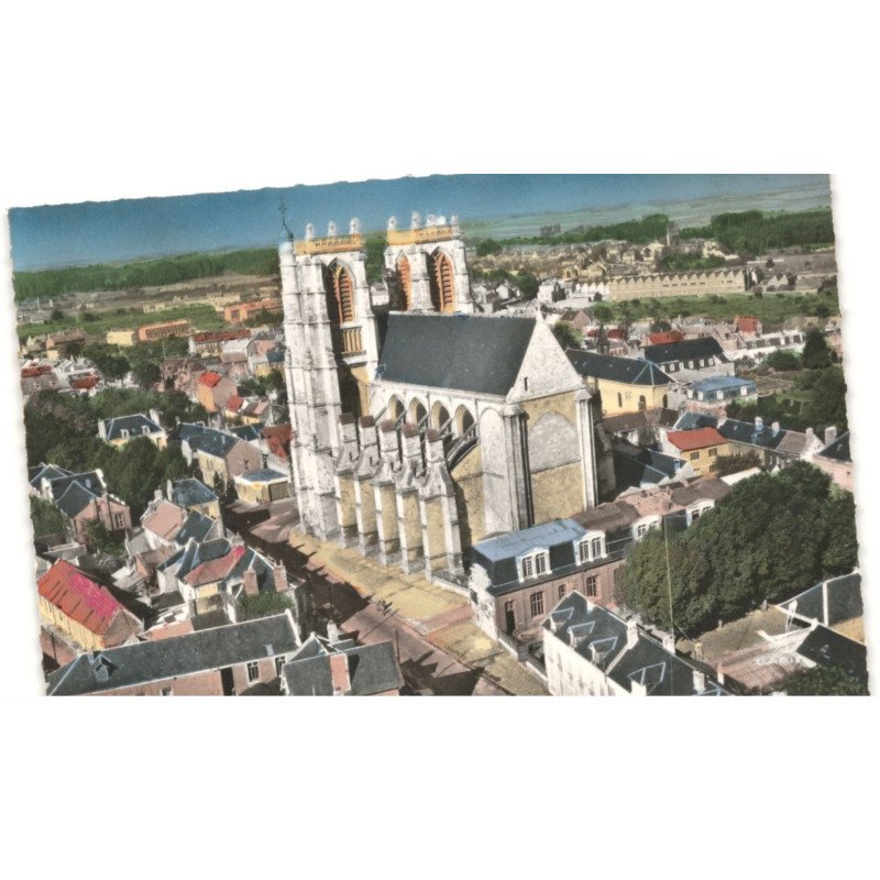 CORBIE: l'église abbatiale saint-pierre de corbie vue aérienne 10x15 - très bon etat