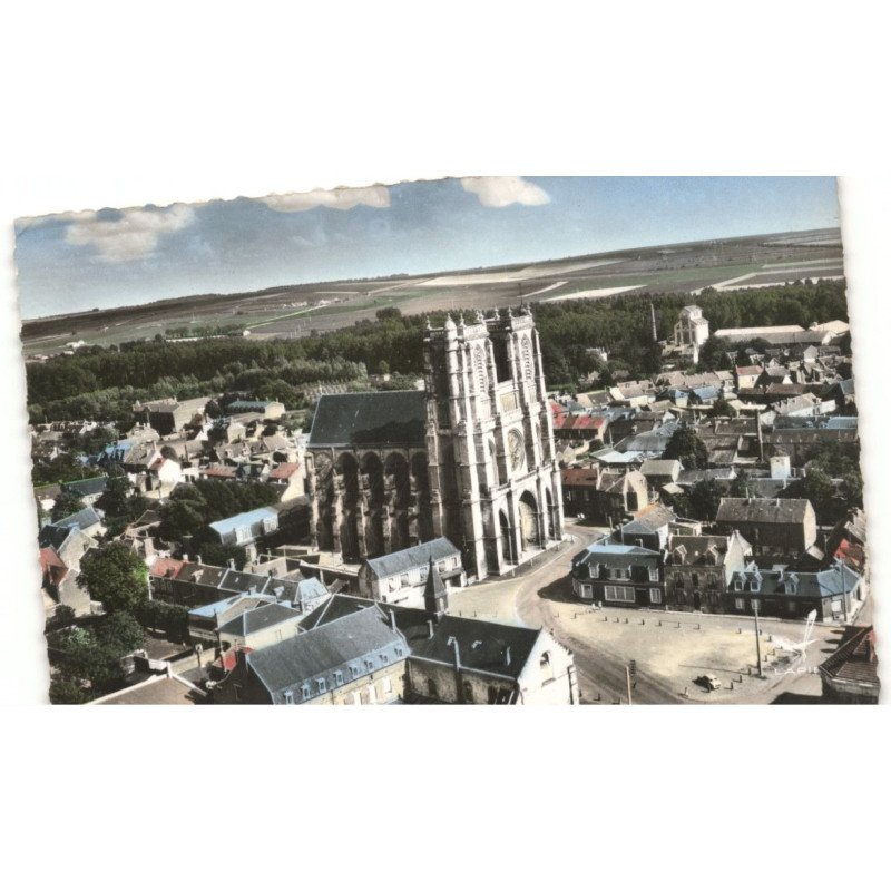 CORBIE: l'église abbatiale saint-pierre de corbie vue aérienne 10x15 - très bon etat