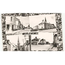 MERLEVENEZ: rue de landevant mairie-monument aux morts l'église et la rue d'hennebont vue aérienne 10X15 - très bon état