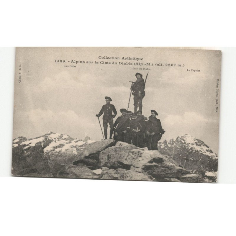 MILITAIRES CHASSEURS ALPINS: alpins sur la cime du diable 2687m - très bon état