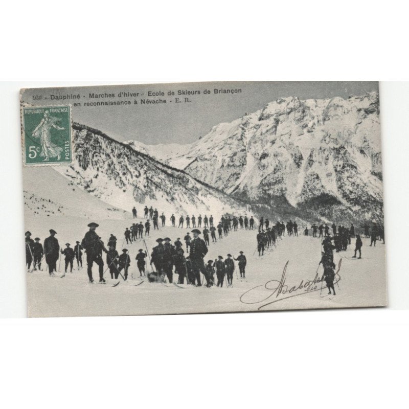 MILITAIRE CHASSEURS ALPINS: marches d'hiver, école de skieurs de briançon en reconnaissance à névache - très bon état