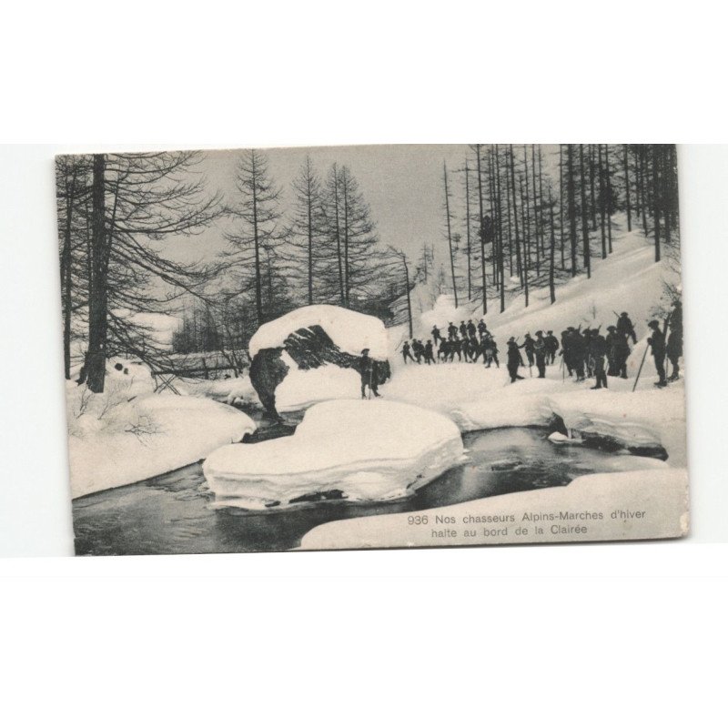 MILITAIRE CHASSEURS ALPINS: hiver halte au bord de la clairée - très bon état