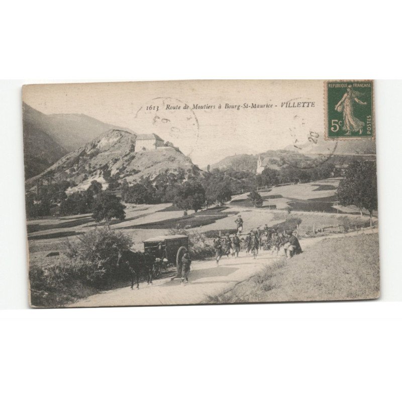 MILITAIRE CHASSEURS ALPINS: route de moutiers à bourg-saint-maurice villette, attelage - très bon état