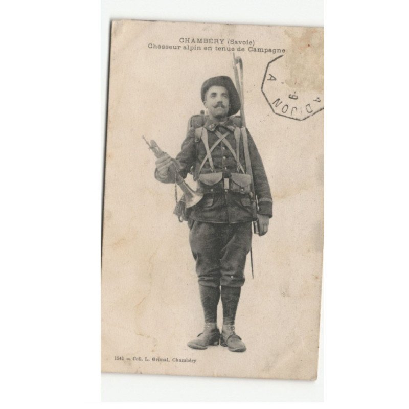 MILITAIRE CHASSEURS ALPINS: chambery, en tenue de campagne - état