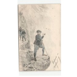 MILITAIRE CHASSEURS ALPINS: illustration, chasseur alpin avec jumelles - très bon état