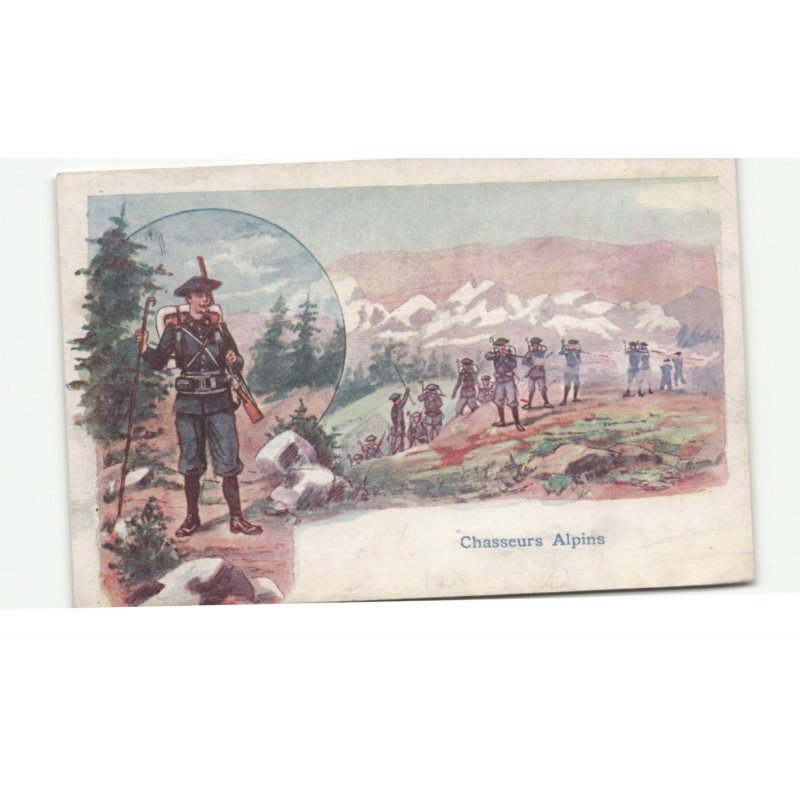 MILITAIRE CHASSEURS ALPINS: illustration - très bon état