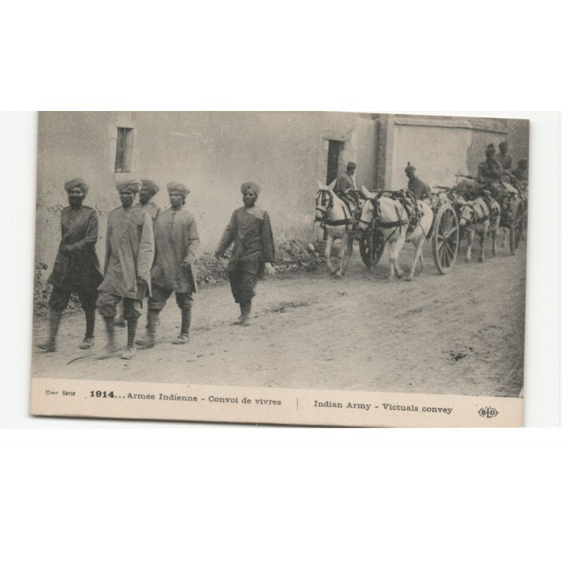 MILITAIRES: Indes, Hindou, Sikh, armée indienne convoi de vivre, attelage - très bon état