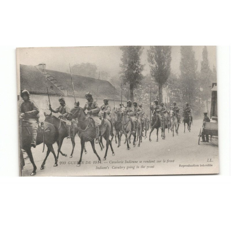 MILITAIRES: Indes, Hindou, Sikh, guerre 1914 cavalerie indienne se rendant sur le front - très bon état