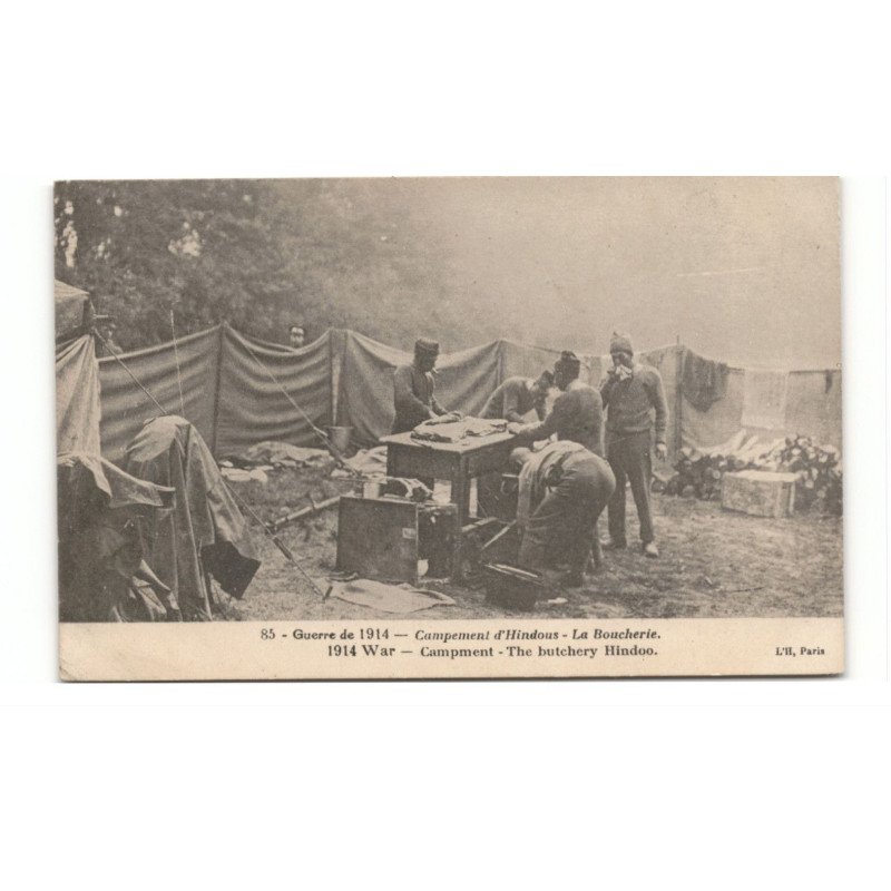 MILITAIRES: Indes, Hindou, Sikh, campement d'hindous, la boucherie - très bon état