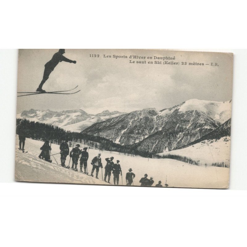 MILITAIRES CHASSEURS ALPINS: sports d'hiver, le saut en ski (keller) 23 mètres - très bon état