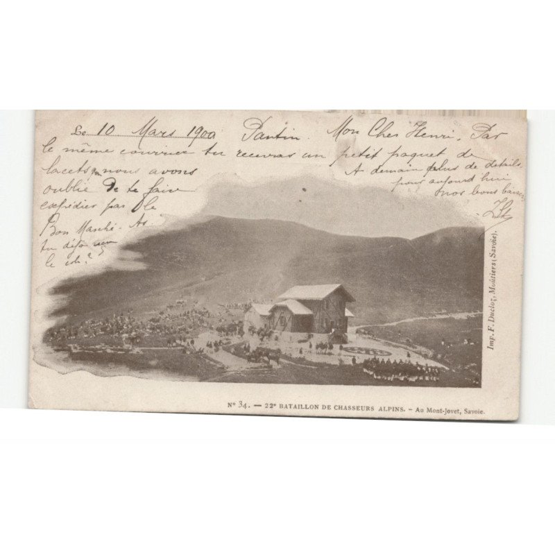 MILITAIRES CHASSEURS ALPINS: 22e bataillon de chasseurs alpins, au mont-jovet, savoie - très bon état