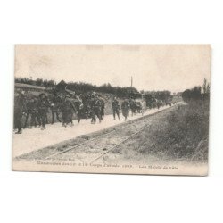 MILITAIRES CHASSEURS ALPINS: manoeuvre des 13e et 14e corps d'armée 1909, les mulets de bâts - très bon état