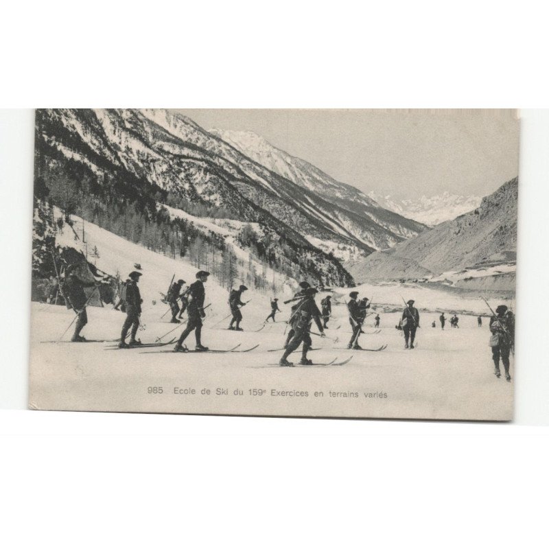 MILITAIRE CHASSEURS ALPINS: école de ski 159e exercices en terrains variés - très bon état