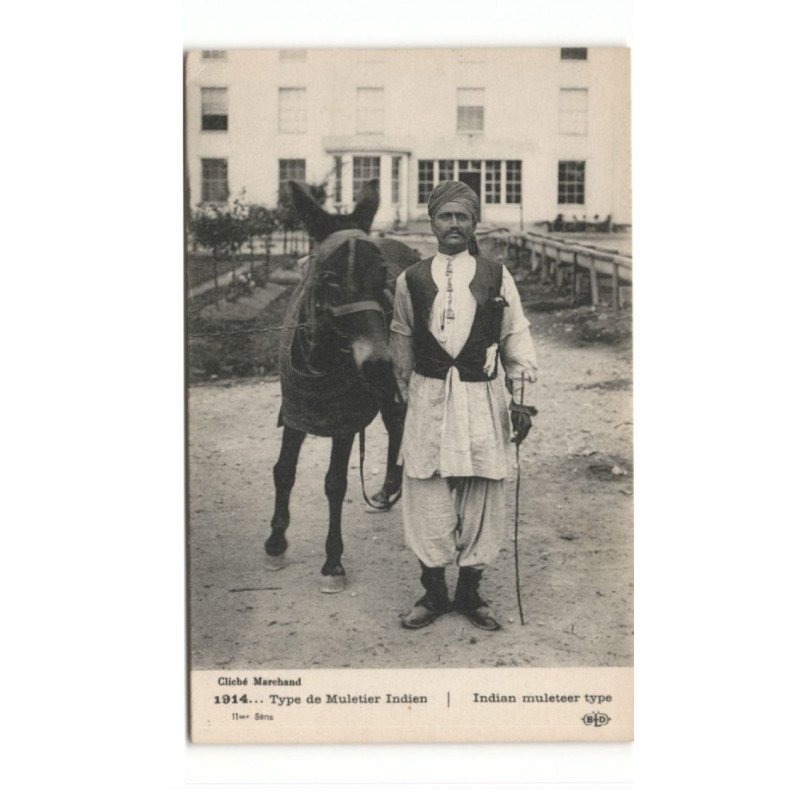 MILITAIRES: Indes, Hindou, Sikh, type de muletier indien - très bon état