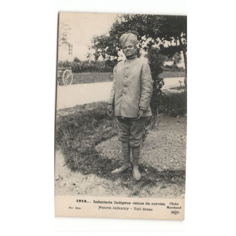 MILITAIRES: Indes, Hindou, Sikh, 1914 infanterie indigène, tenue de corvée - très bon état