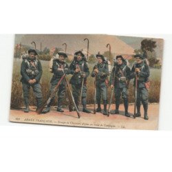 MILITAIRES CHASSEURS ALPINS: armée française, groupe de chasseurs alpins en tenue de campagne - très bon état
